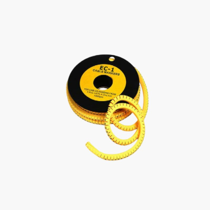 Ease Circle Cable Marker, Yellow Color Black Letter