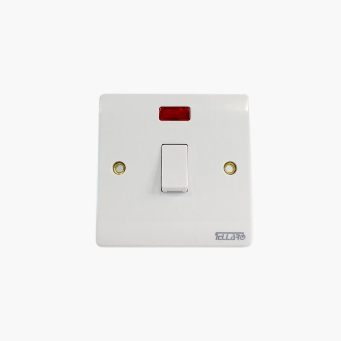 Tellaro Double Pole Switch With Neon, 20A 1 Gang, Victoria T1324