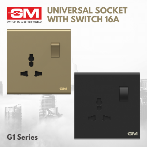 GM  Universal Socket With Switch 16A, G1 Series