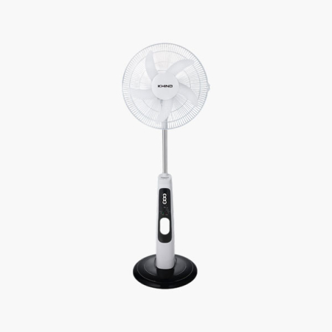 Khind 16 Inch Rechargeable Stand Fan with Remote, 20LED Emergency Light, Chargeable with AC/DC/Solar Panel