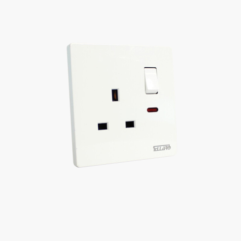 Tellaro Switched Socket Outlet With Neon, Screwless, 13Amp, Vancouver T3407