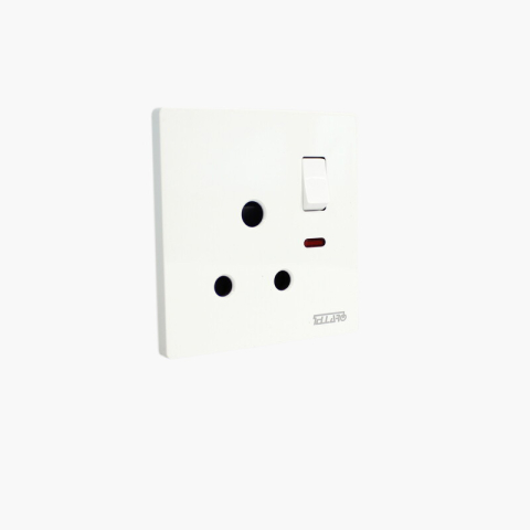 Tellaro Switched Socket Outlet With Neon, Screwless, 15Amp, Vancouver T3431