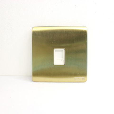 Tellaro Data Socket Face Plate Only, Brushed Brass Screwless, 1 Gang, Montreal T4442BB