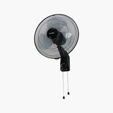 Khind 16 Inch Wall Fan, 3 Speed Manual Control, Double Pull Chord, Black